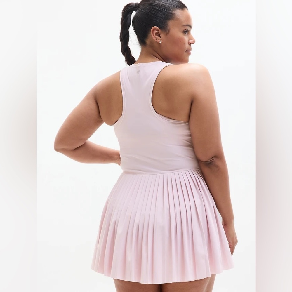 Athleta match point Pleated Racerback Tennis Dress in Light Pink size large NWT